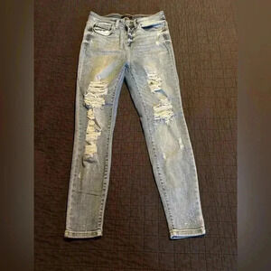 Judy Blue Skinny Fit Distressed‎ Light Wash Jeans JB82293LT Blue Womens 7/28